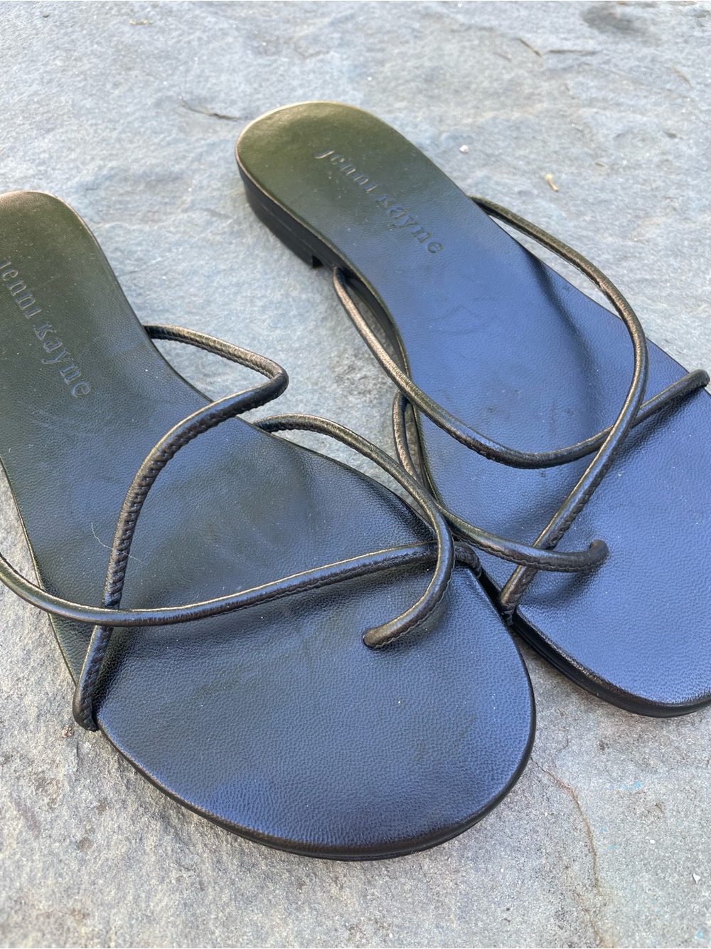 Jenni Kayne Eve Black Minimal Strappy Slide Sandals